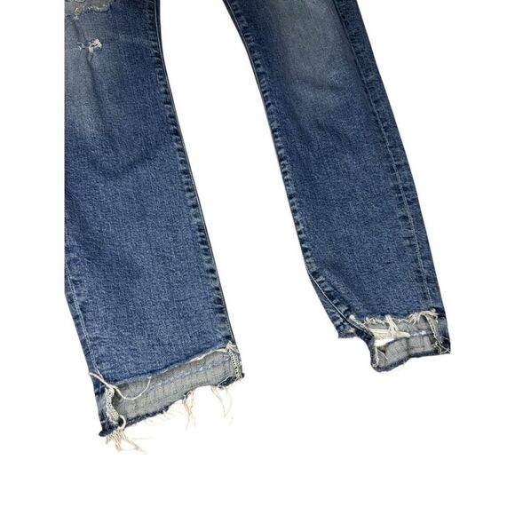 AGOLDE Women’s 27 Cropped Ankle Low Rise Jeans Medium Wash Distressed Stretch - Picture 2 of 6